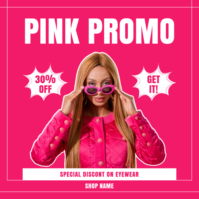 Pink Fashion Collection Promo with Doll-Like African American Woman Instagram Tasarım Şablonu