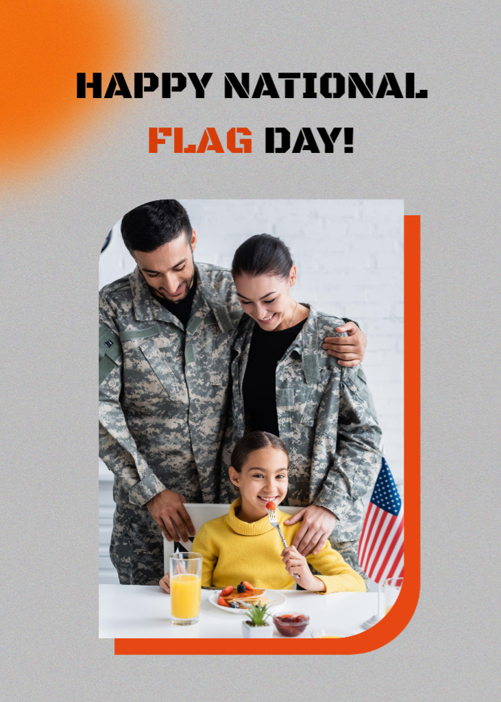 Flag Day Celebration Announcement Postcard 5x7in Vertical Design Template