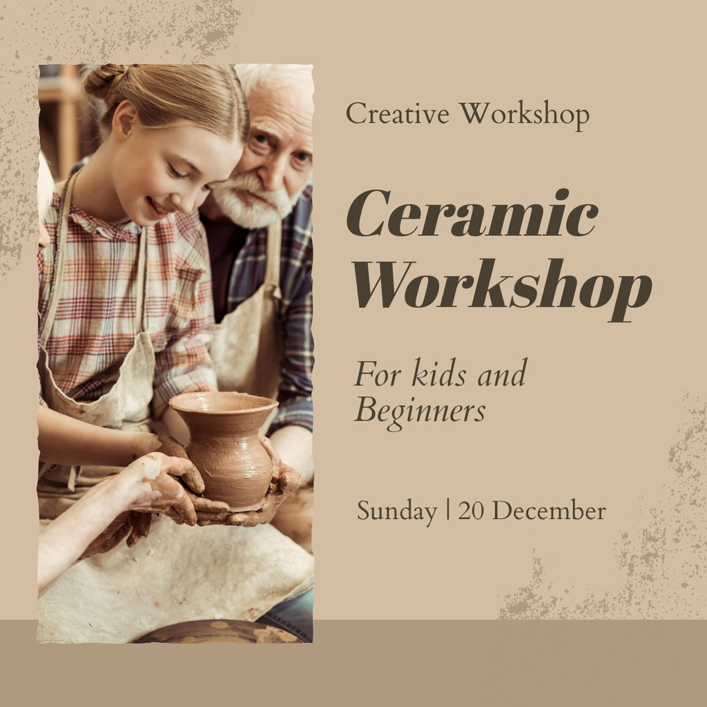 Ontwerpsjabloon van Instagram van Ceramic Workshop Announcement