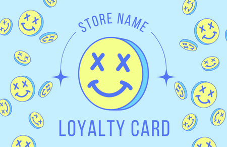 Loyalty Program Offer with Emoticons Business Card 85x55mm Design Template