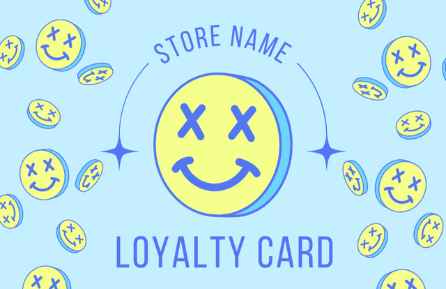 Loyalty Program Offer with Emoticons Business Card 85x55mm – шаблон для дизайна