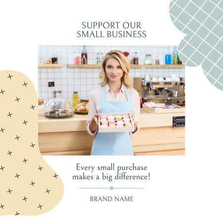 Woman Holding Box with Colorful Macaroons Instagram Design Template