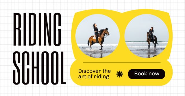 Opening of Art of Horsemanship at Equestrian School Facebook AD Design Template