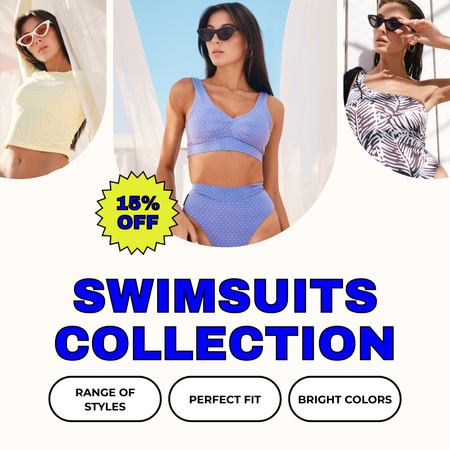 Summer Swimsuits Collection With Discount Offer Animated Post Design Template