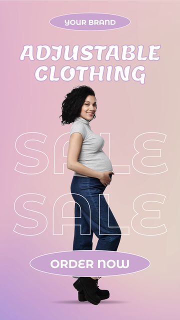 Adjustable Clothing Offer with Pregnant Woman Instagram Story Modelo de Design