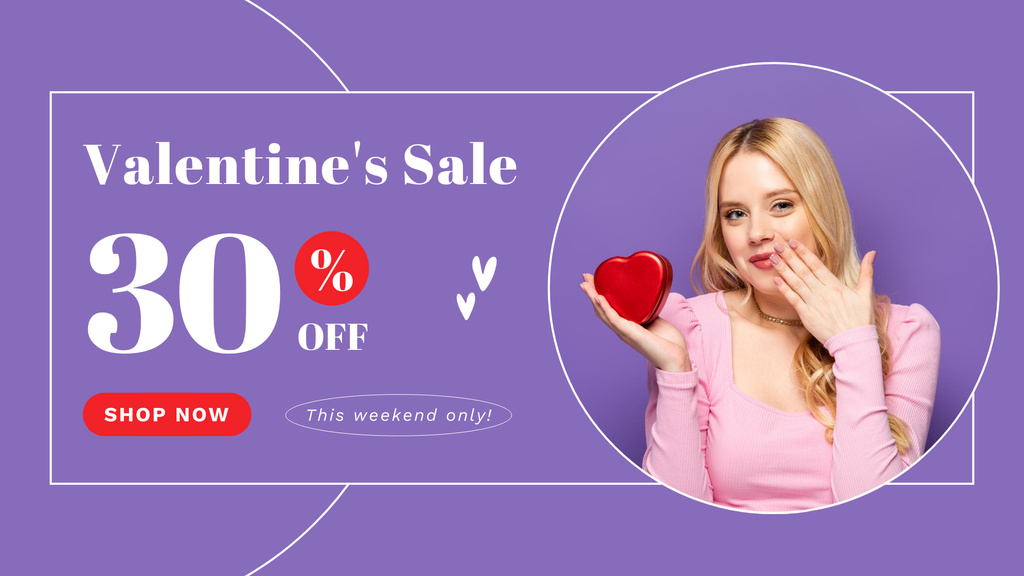 Valentine's Day Discount with Attractive Blonde FB event coverデザインテンプレート