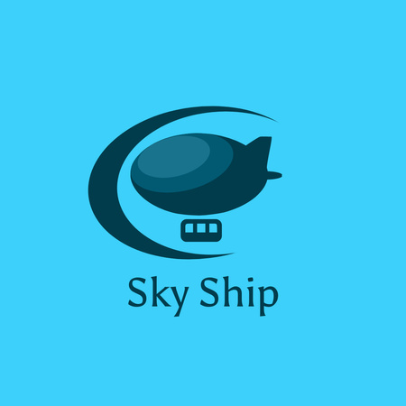 Sky Ship Emblem in Blue Logo 1080x1080px – шаблон для дизайна