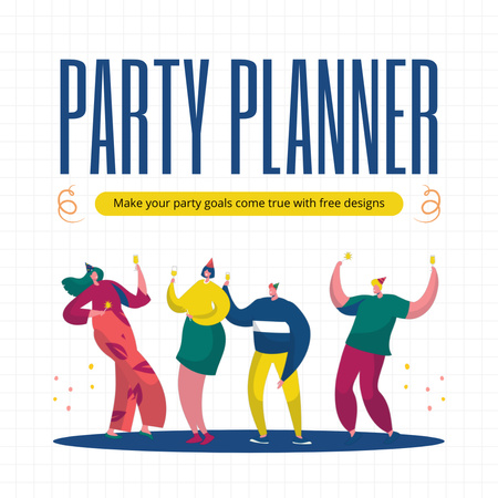 Cheerful People Having Fun at Party Animated Post Design Template