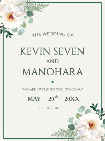 Anúncio de celebração de casamento com ilustração de flores Poster US Modelo de Design