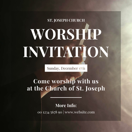 Designvorlage Worship Invitation with Cross in Hands für Instagram