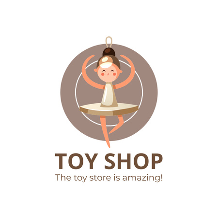 Toy Store Ad with Little Ballerina Animated Logo Design Template