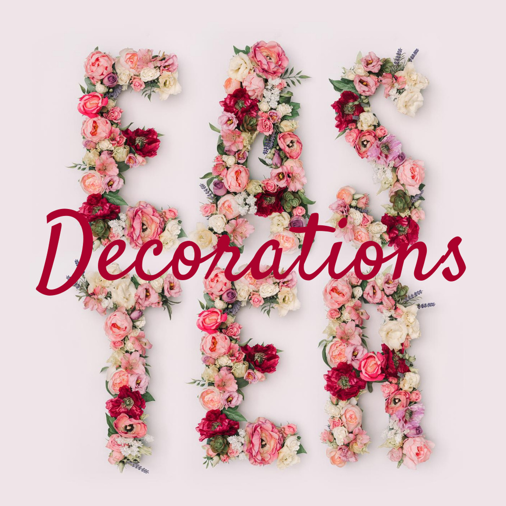 Szablon projektu Easter Holiday Decorations with Flowers Instagram