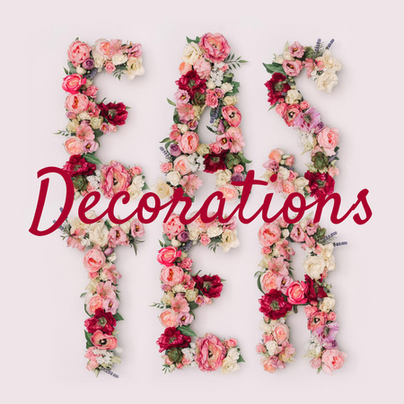 Plantilla de diseño de decoraciones de pascua con flores Instagram 