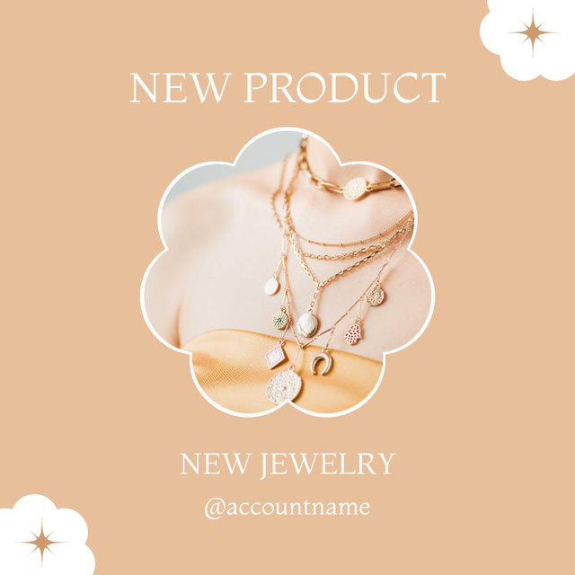 Modern Jewelry Offer with New Necklace Instagram Tasarım Şablonu