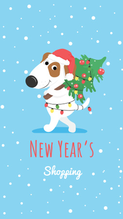 New Year's Shopping Announcement with Cute Puppy Instagram Story Design Template