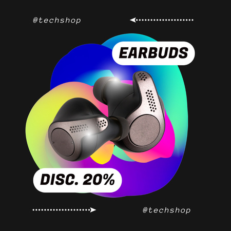 Plantilla de diseño de Ofrecer descuentos en auriculares inalámbricos en gradiente Instagram AD 