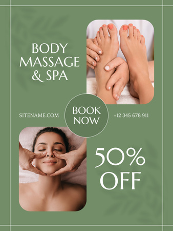 Body Massage and Spa Services Offer Poster US Design Template
