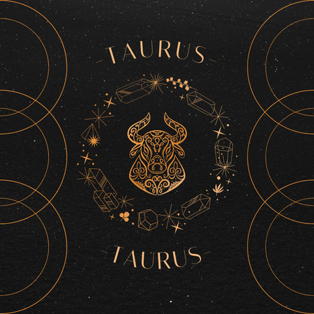 Plantilla de diseño de Signo del zodiaco Tauro en marrón Instagram 