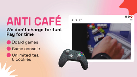 Anti-café com promoção de jogos de tabuleiro e console Full HD video Modelo de Design