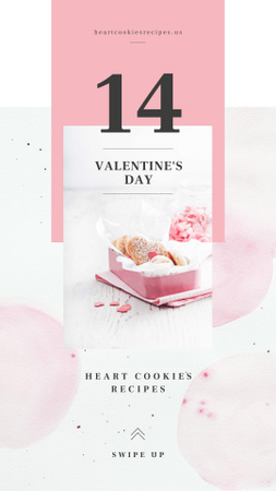 Plantilla de diseño de Galletas en forma de corazón de San Valentín en caja rosa Instagram Story 