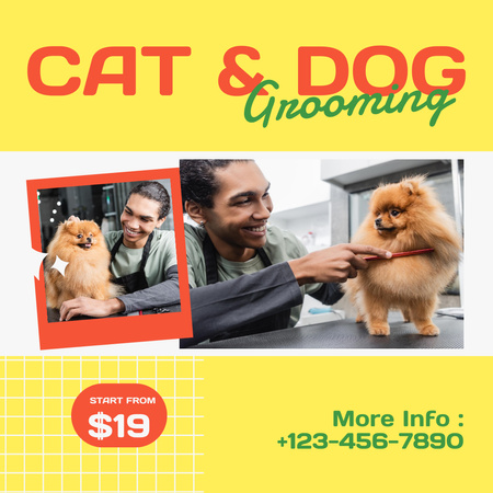 Cat and Dog Grooming Service Instagram Post Instagram Design Template