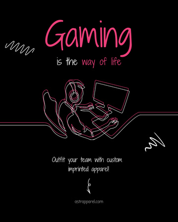 Gaming Gear Ad with Illustration of Gamer Poster 16x20in Design Template