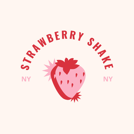 Emblem with Red Strawberry Logo 1080x1080px – шаблон для дизайна