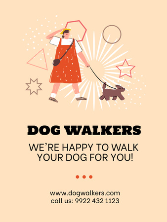 Dog Walking Service Ad Poster 36x48in Design Template