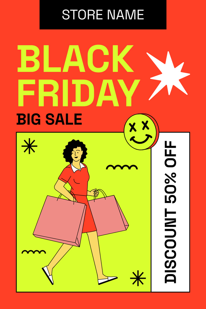 Designvorlage Big Sale on Black Friday Shopping für Pinterest