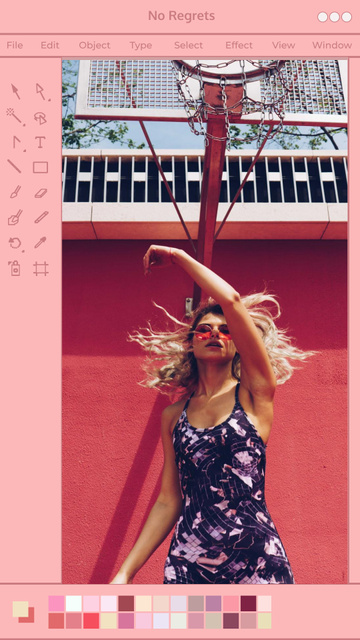 Modèle de visuel Beautiful Young Woman Posing in City With Color Palette - Instagram Story