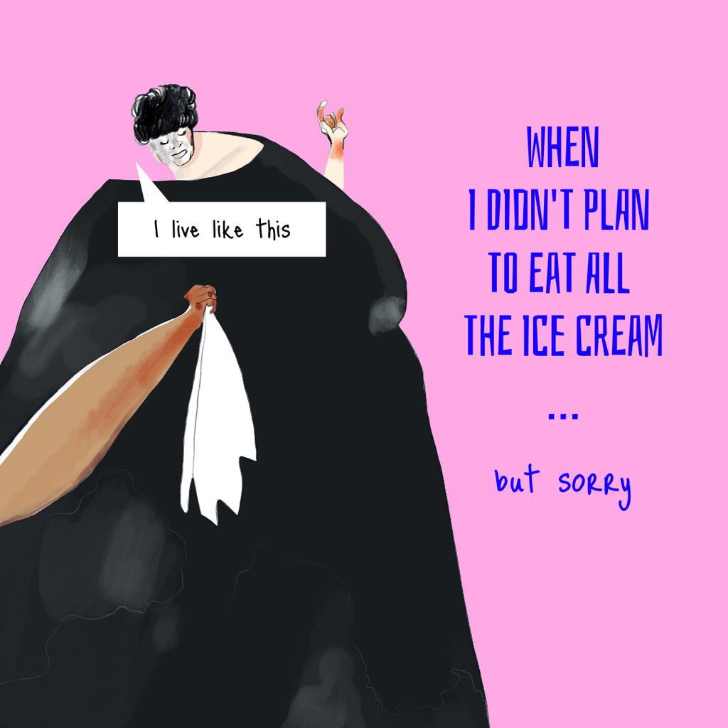 Designvorlage Funny Illustration of Fat Woman für Instagram