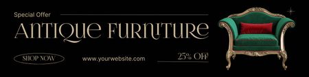 Antique Furniture Special Offer With Armchair And Discount Twitter Design Template