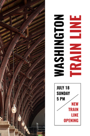 Train Line Opening Announcement with Station Flyer 4x6in Design Template