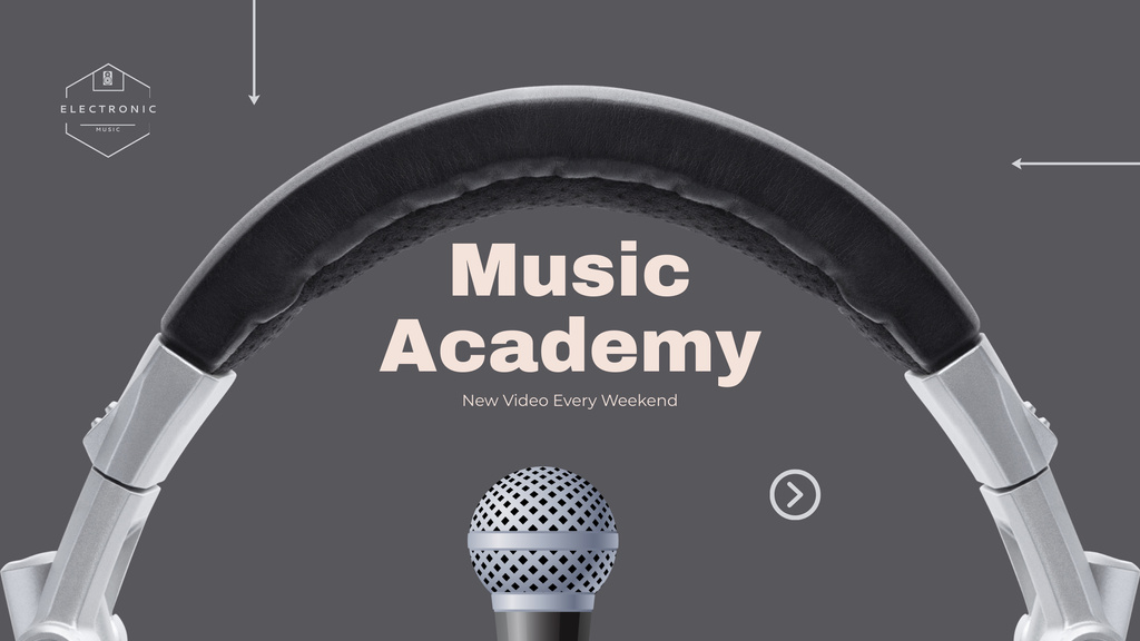 Music Academy Ad wit h Microphone Youtube Tasarım Şablonu