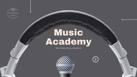 Music Academy Ad wit h Microphone Youtube Design Template