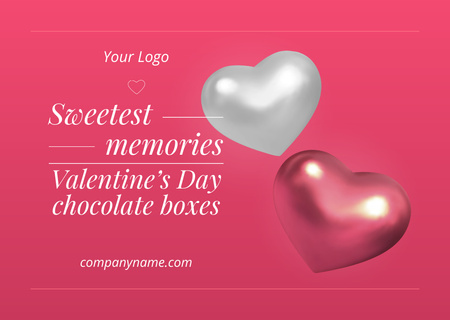 バレンタインデーにチョコレートボックスの提供 Postcardデザインテンプレート