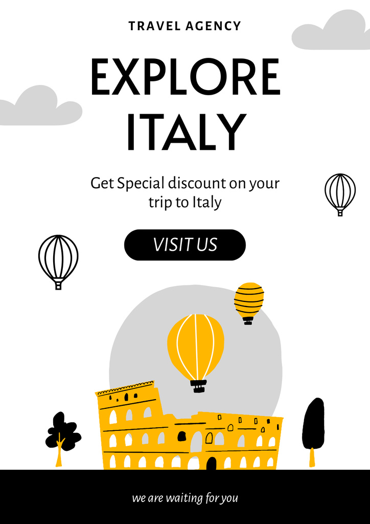Plantilla de diseño de Tour to Italy from Travel Agency Poster 