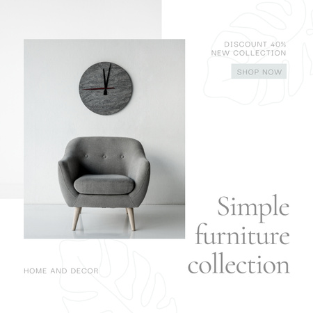 Plantilla de diseño de Oferta de muebles con elegante sillón gris Instagram 