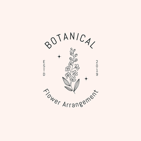 Botanical illustrations And Flower Arrangement Service Logo 1080x1080pxデザインテンプレート