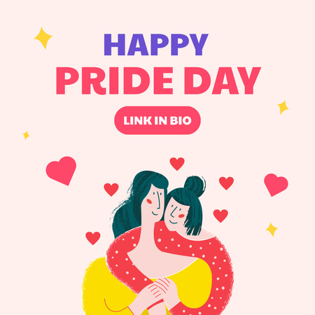 Plantilla de diseño de Mujeres de dibujos animados para el día del orgullo colorido Instagram 