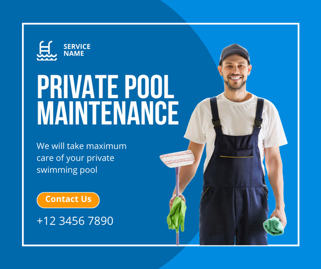 Pool Maintenance Offer Facebook Tasarım Şablonu