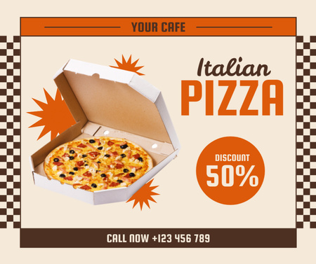 Offer Discount on Delicious Italian Pizza Facebook Design Template