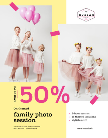 Family Photo Session Offer Mother with Daughters Poster 22x28in Design Template