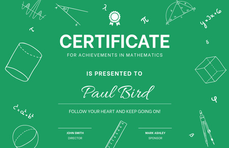 Plantilla de diseño de premio al logro matemático Certificate 5.5x8.5in 
