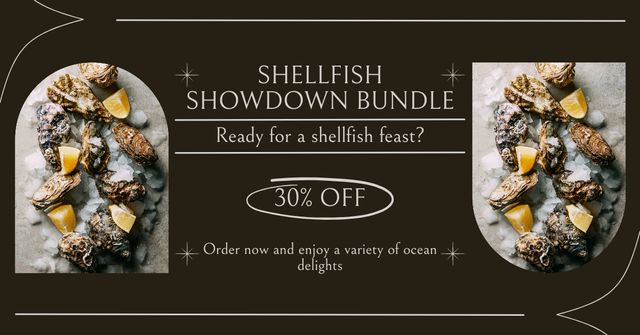 Sale of Shellfish and Discount on Oysters Facebook ADデザインテンプレート