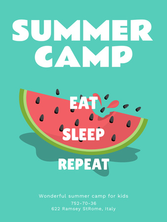 Designvorlage Sommercamp-Anzeige mit niedlichem Satz für Poster US