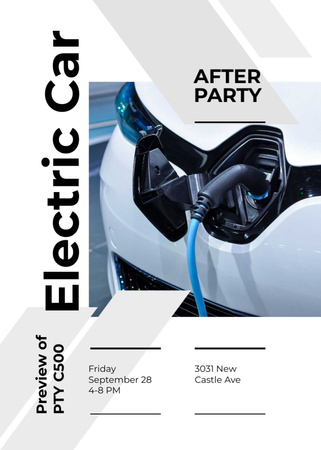 After Party invitation with Charging electric car Flayer Tasarım Şablonu
