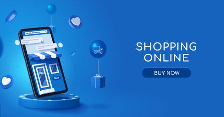 Gadgets Offer with Smartphone on Blue Facebook ADデザインテンプレート