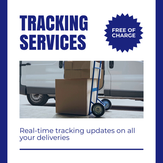 Free Tracking Service in Real Time Animated Post Modelo de Design