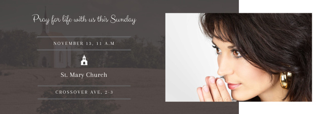 Platilla de diseño Church invitation with Woman Praying Tumblr